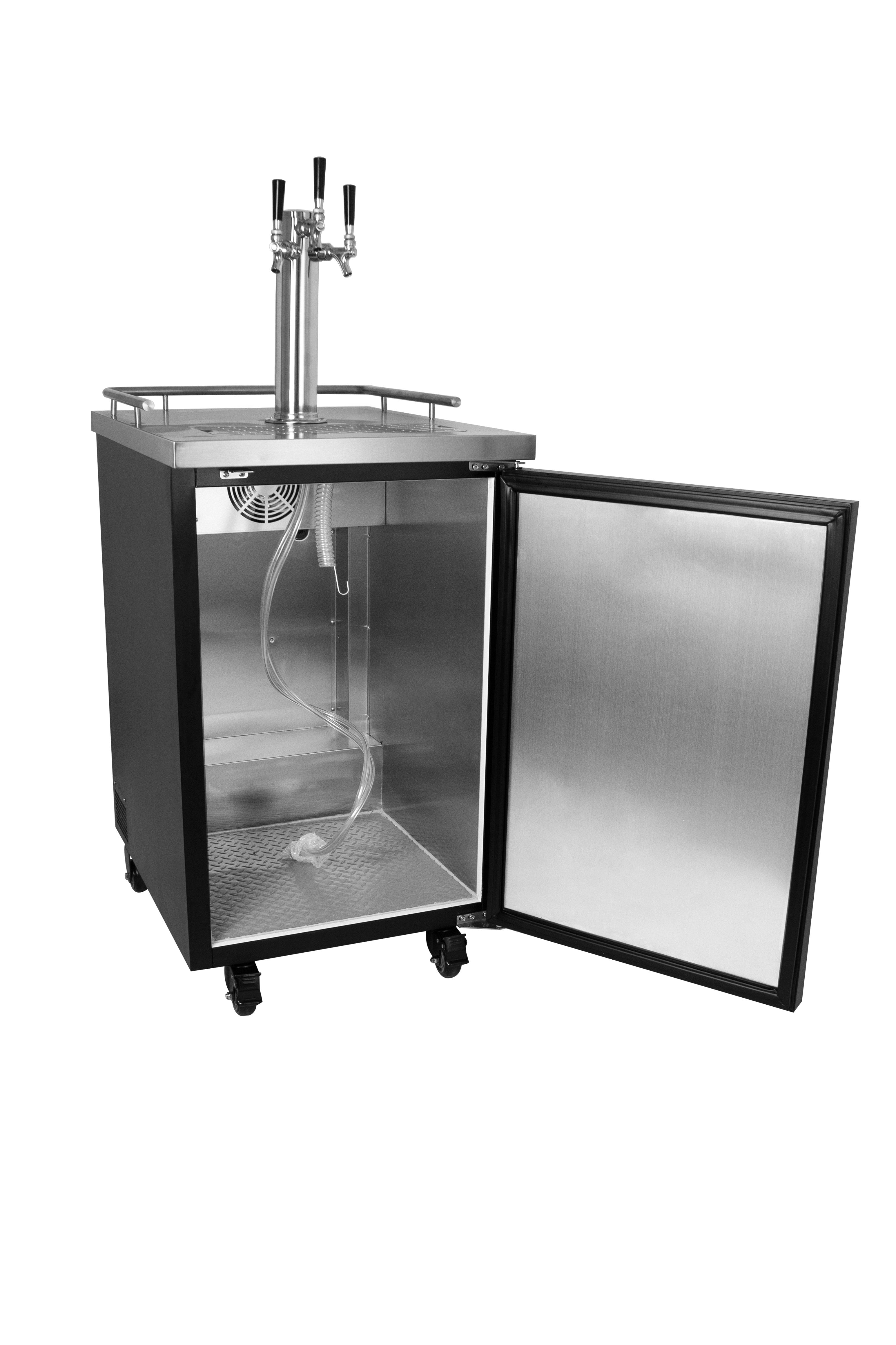 Kegco ICTCK-1B-3 Triple Faucet Commercial Kegerator Iced Coffee Keg Dispenser - Black