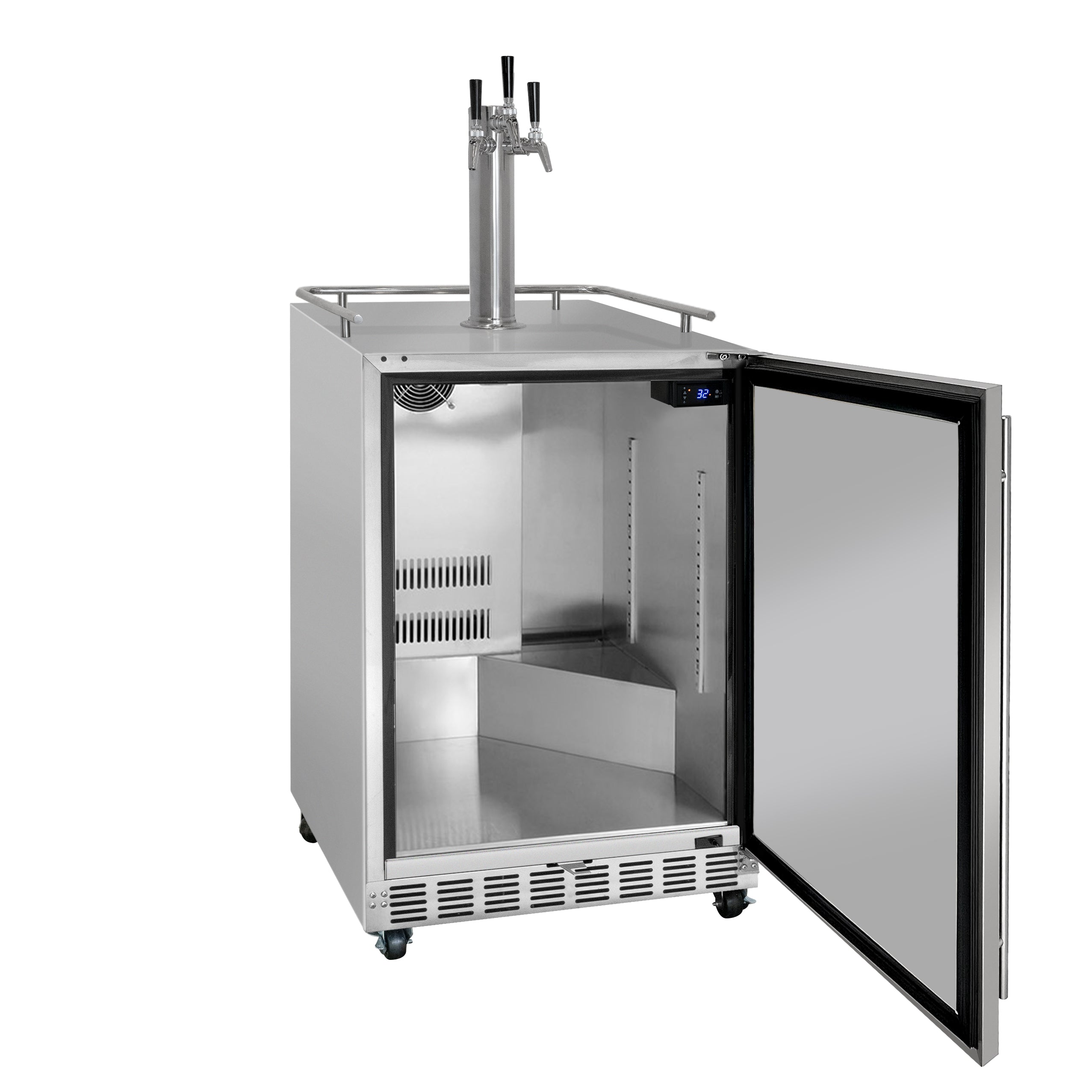 24" Wide Triple Tap All Stainless Steel Commercial Right Hinge Kegerator with Kit