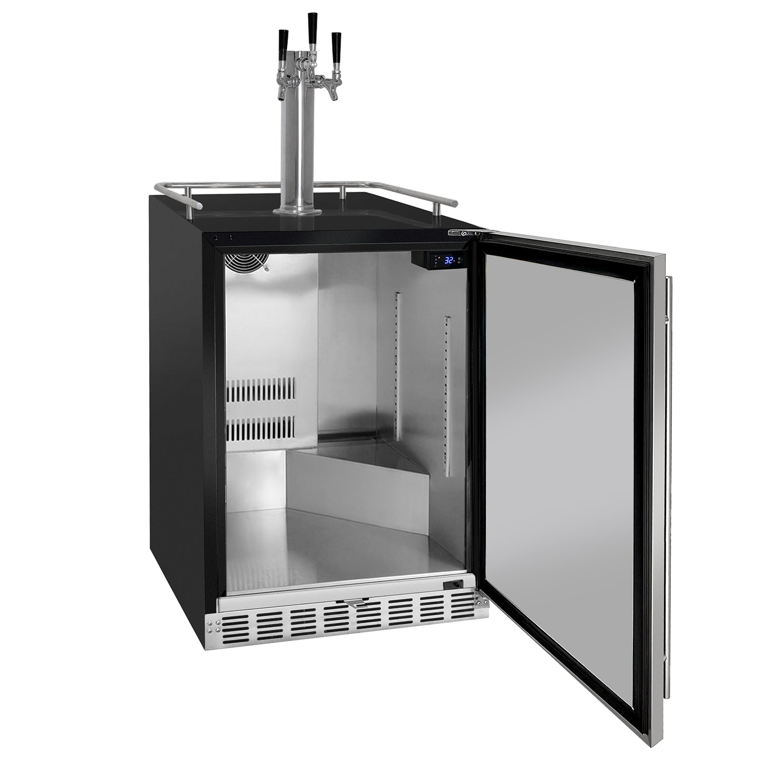 24" Wide Triple Tap Stainless Steel Built-In Right Hinge Kegerator with Kit