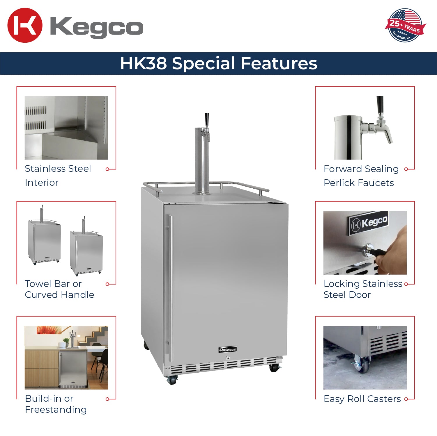 Full Size Digital Commercial Outdoor Kegerator with X-CLUSIVE Premium Direct Draw Kit