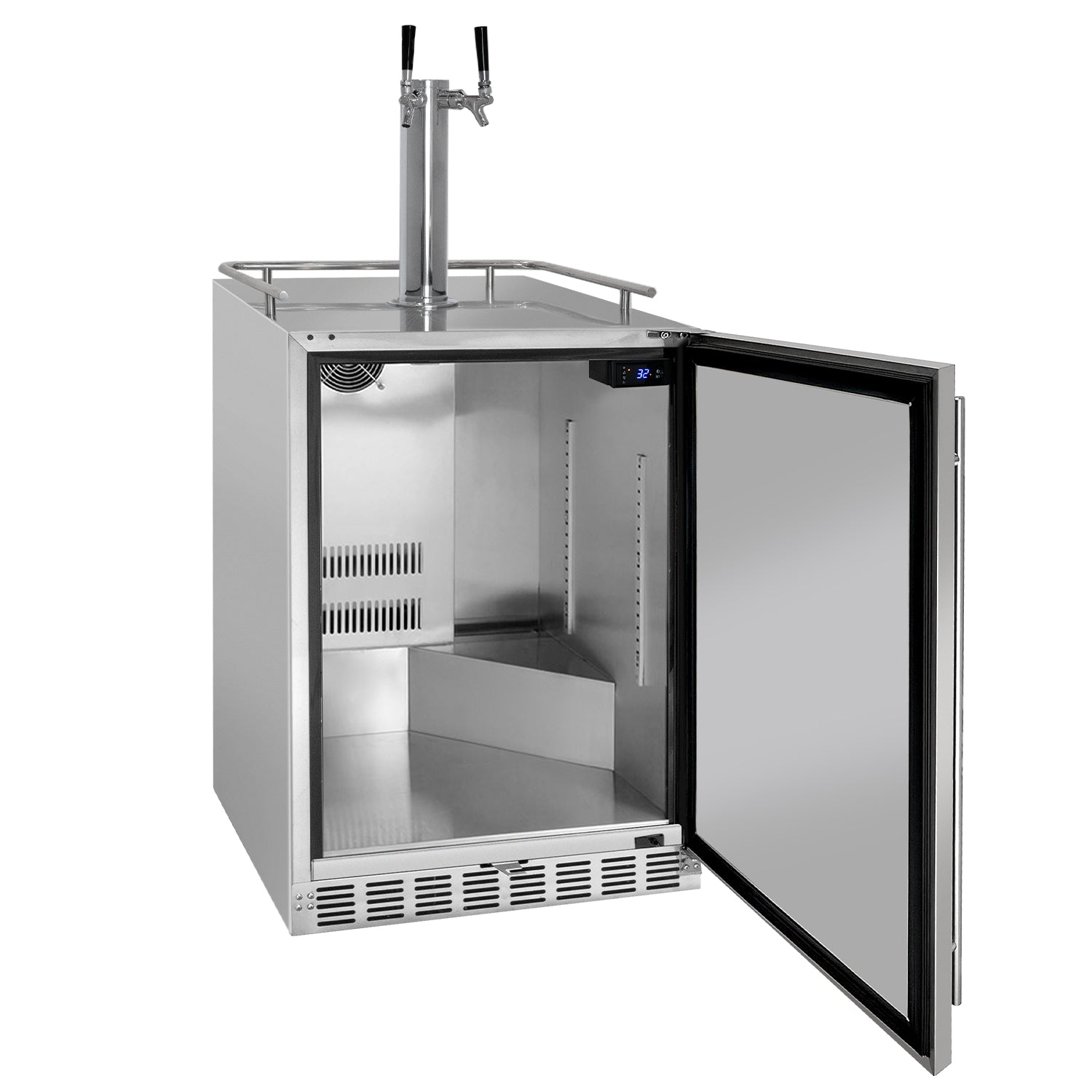24" Wide Dual Tap All Stainless Steel Outdoor BuiltIn Right Hinge Kegerator with Kit