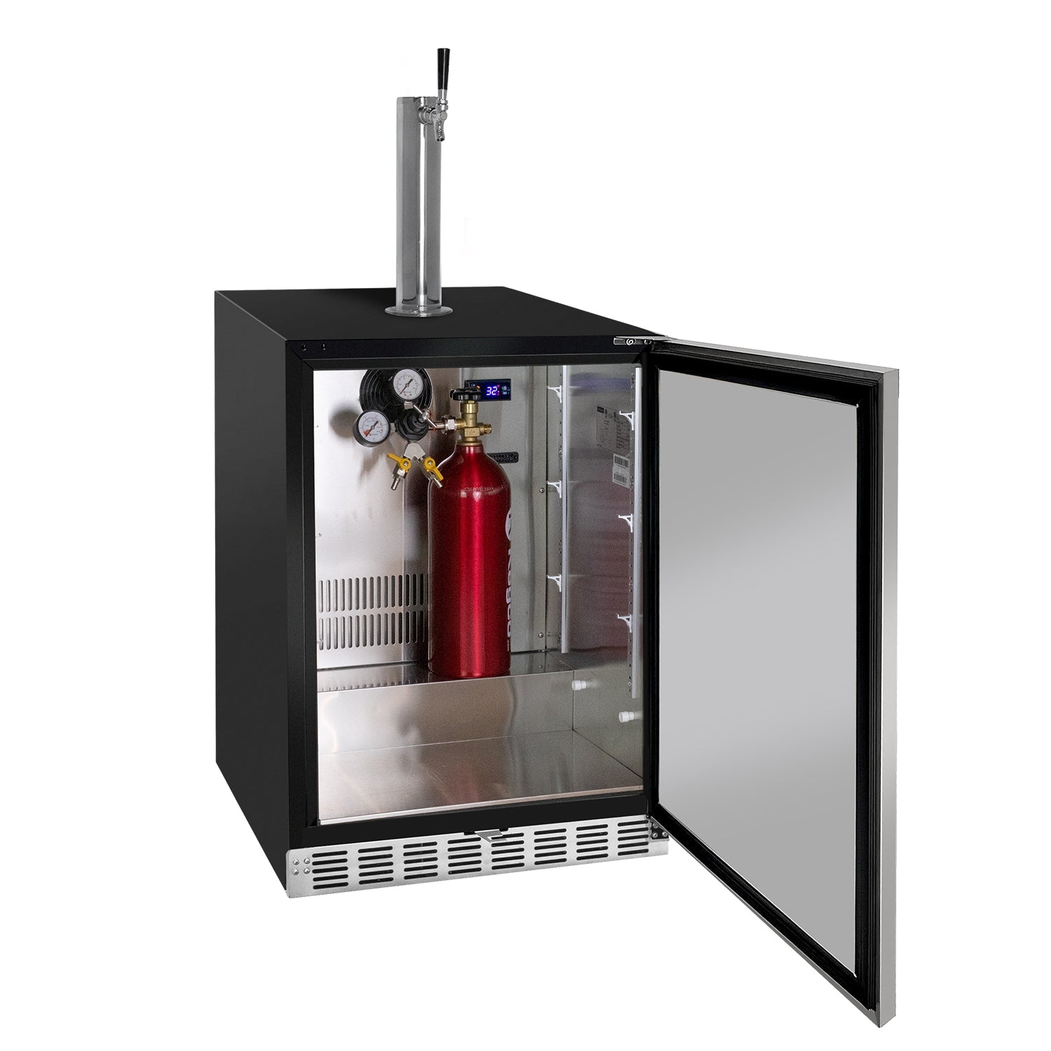 24" Wide Cold Brew Coffee Single Tap Stainless Steel Built-In Right Hinge ADA Kegerator with Kit