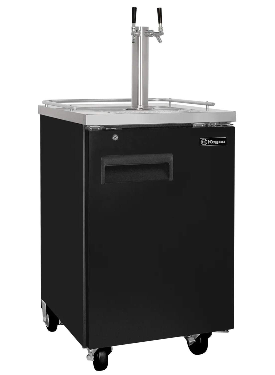 24" Wide Dual Tap Black Commercial Kegerator - No Dispense Kit