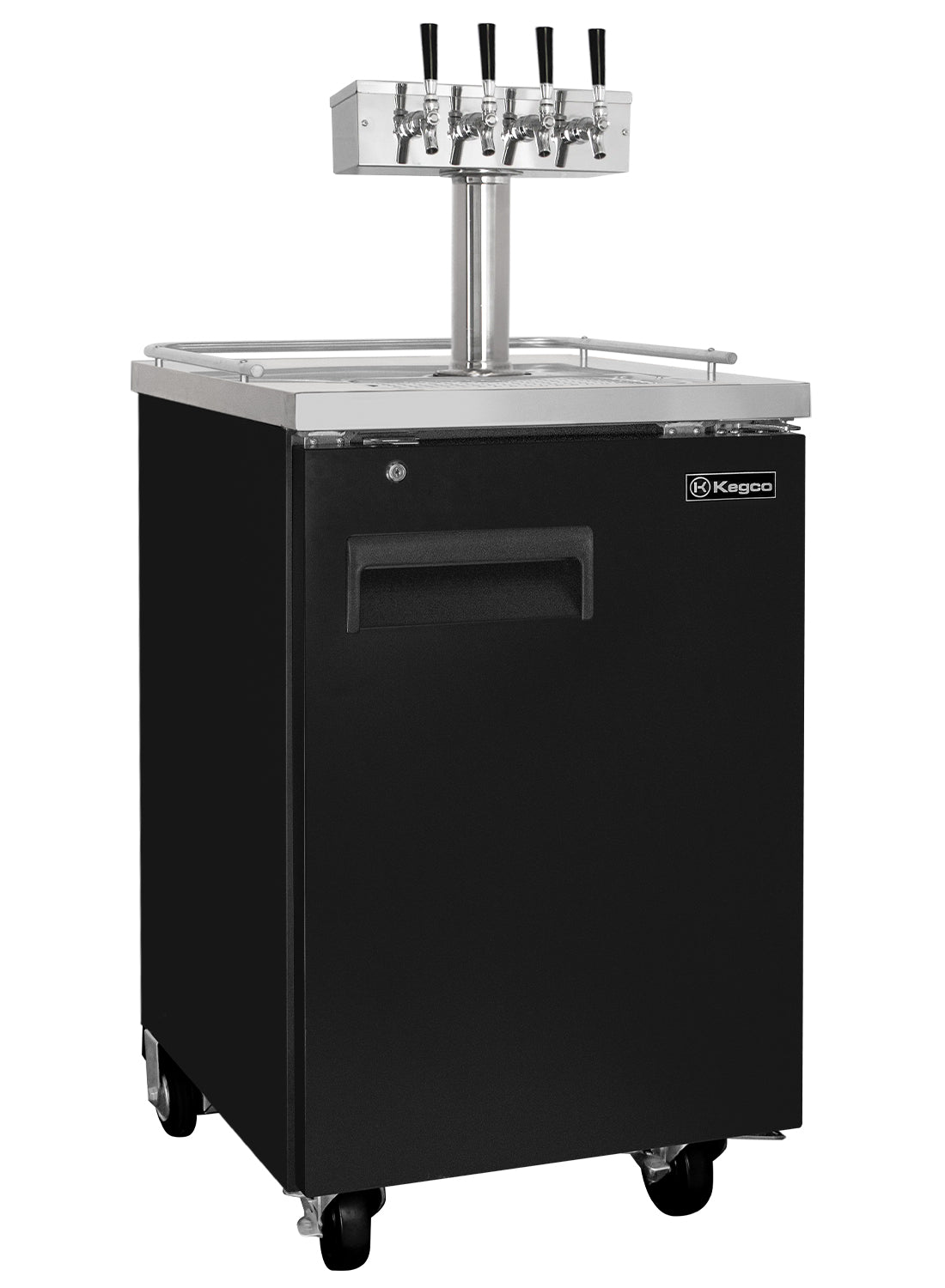 24" Wide Four Tap Black Commercial Kegerator - Includes Dispense Kit