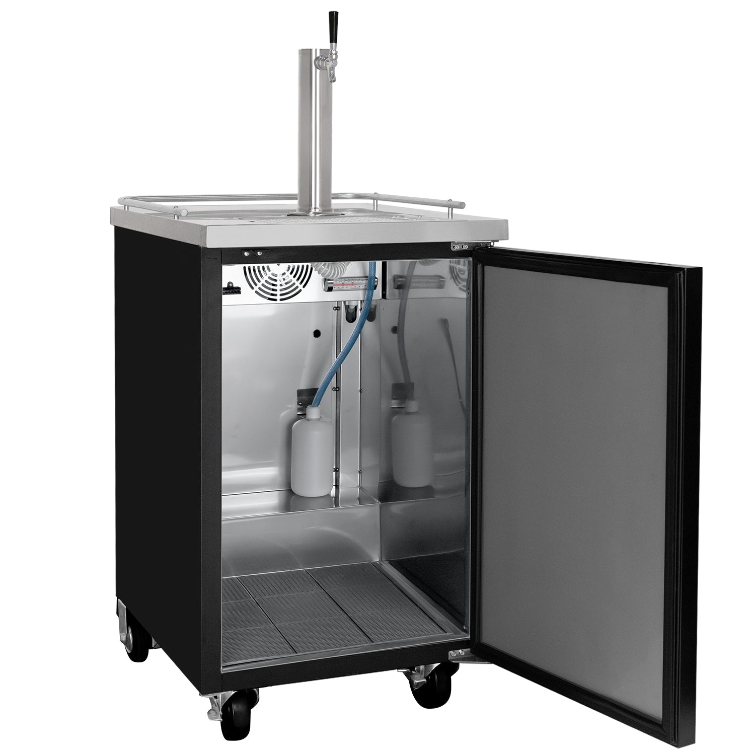 24" Wide Single Tap Commercial Black Kegerator with Kit - Includes Dispense Kit