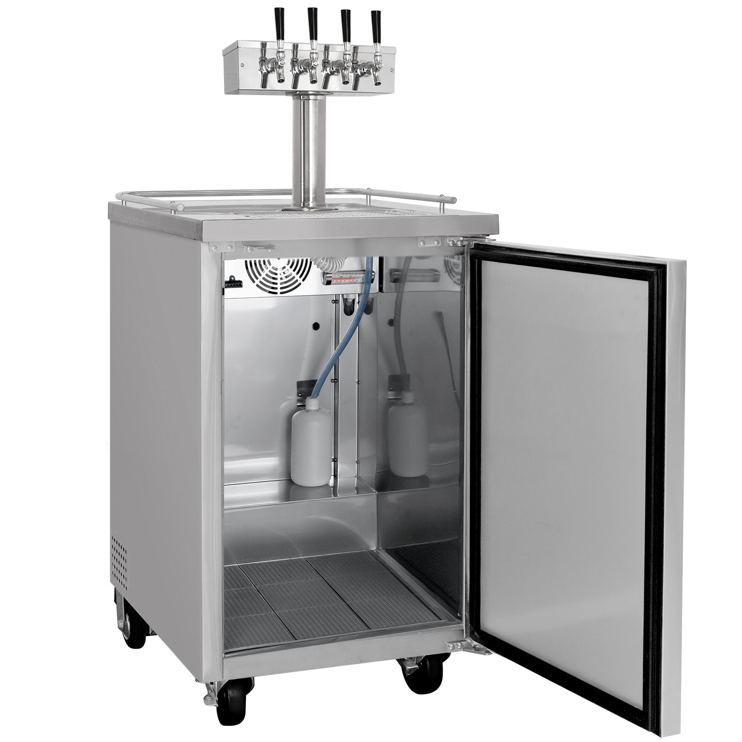 24" Wide Four Tap All Stainless Steel Commercial Kegerator - Includes Dispense Kit